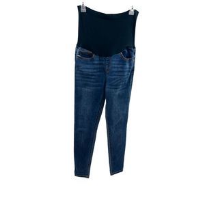 Indigo. Poppy size medium, maternity jeans tapered, straight leg